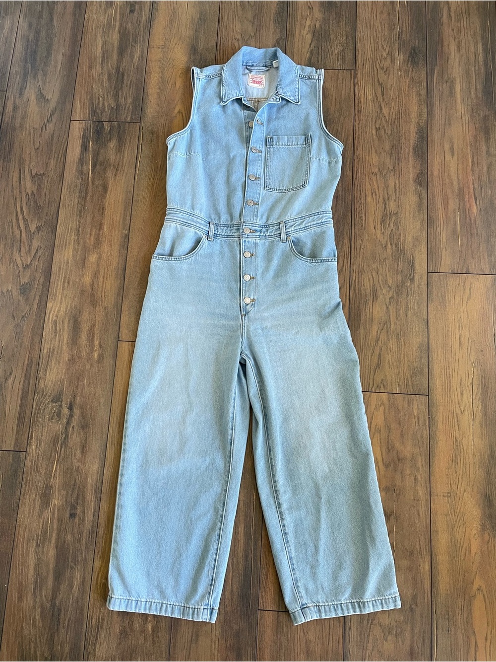 Levi’s Light Wash Denim Sleeveless Jumpsuit